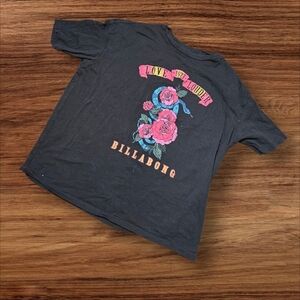 Billabong Black Charcoal Floral Graphic Tee Shirt